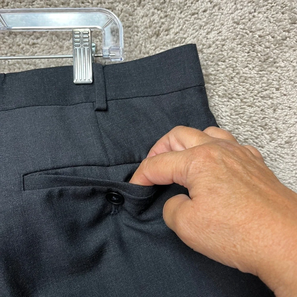 Charles Tyrwhitt Dress Pants Men 40U Charcoal Gray Straight Leg Wool Flat Front